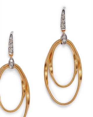 18K Yellow Gold Onde Double Loop Hook Earrings