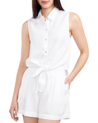 VINCE CAMUTO - Sleeveless Button Front Tie Waist Top