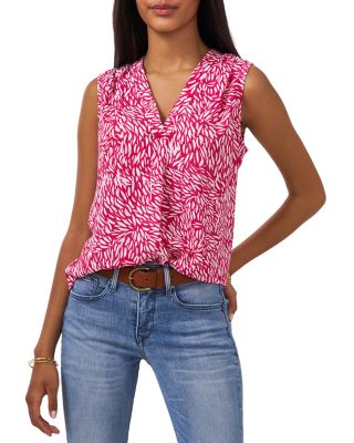 vince camuto printed sleeveless blouse