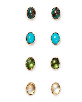 ANNETTE FERDINANDSEN DESIGN - Gemstone Egg Shaped Stud Earrings Collection in 18K Yellow Gold 