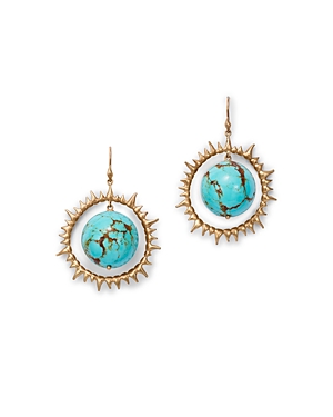 Annette Ferdinandsen Design 14k Yellow Gold Turquoise Earth & Sun Drop Earrings In Turquoise/gold