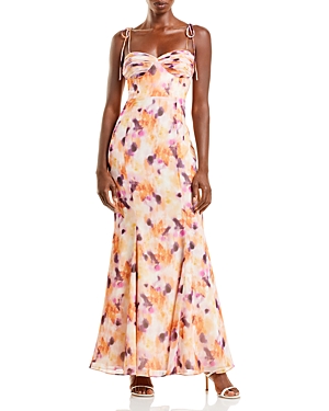 Fame and Partners The Elham Shoulder Tie Printed Maxi Dress