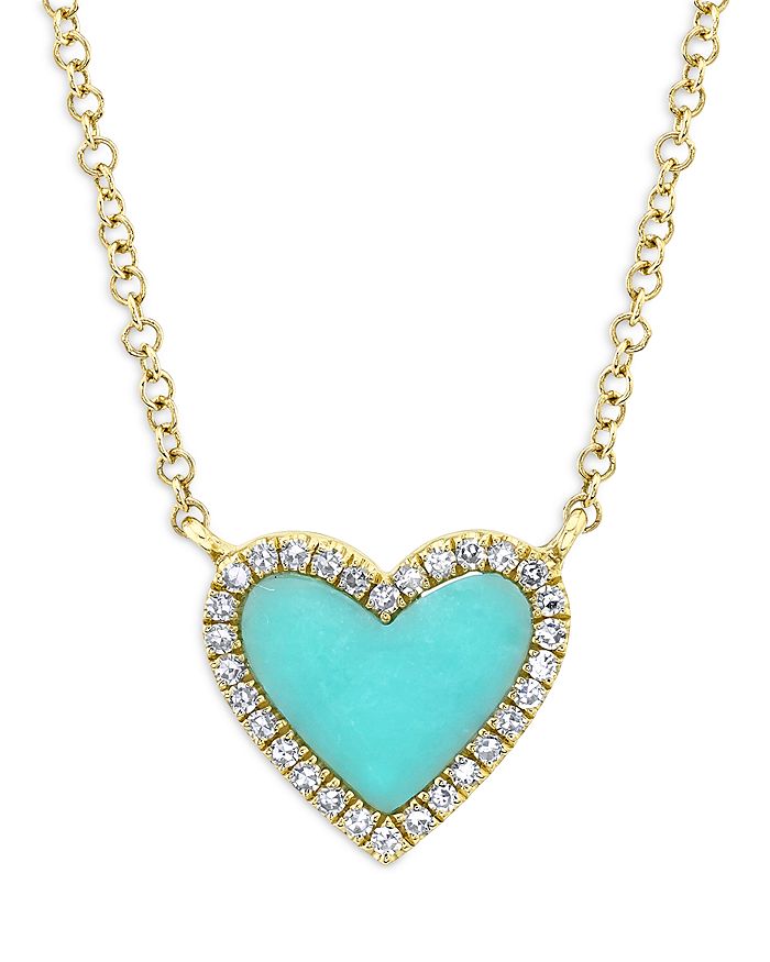 Turquoise heart necklace cheap with diamonds