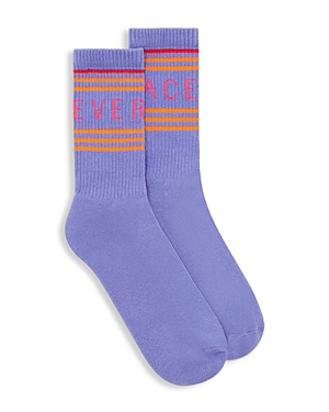 Versace Stripe Logo Crew Socks In Bluette