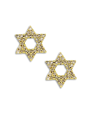 Meira T 14k Yellow Gold Diamond Star Of David Stud Earrings