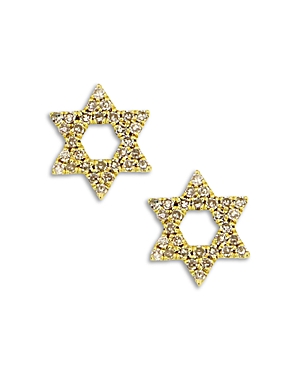 Meira T 14K Yellow Gold Diamond Star of David Stud Earrings