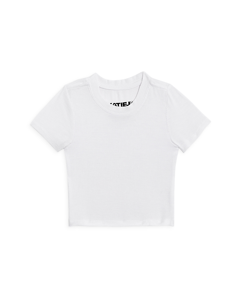 Katiejnyc Girls' Livi Ribbed Tee - Big Kid In White