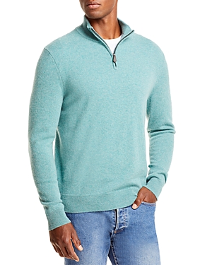 The Men's Store At Bloomingdale's Cashmere Half-zip Sweater - 100% Exclusive In Heather Jade