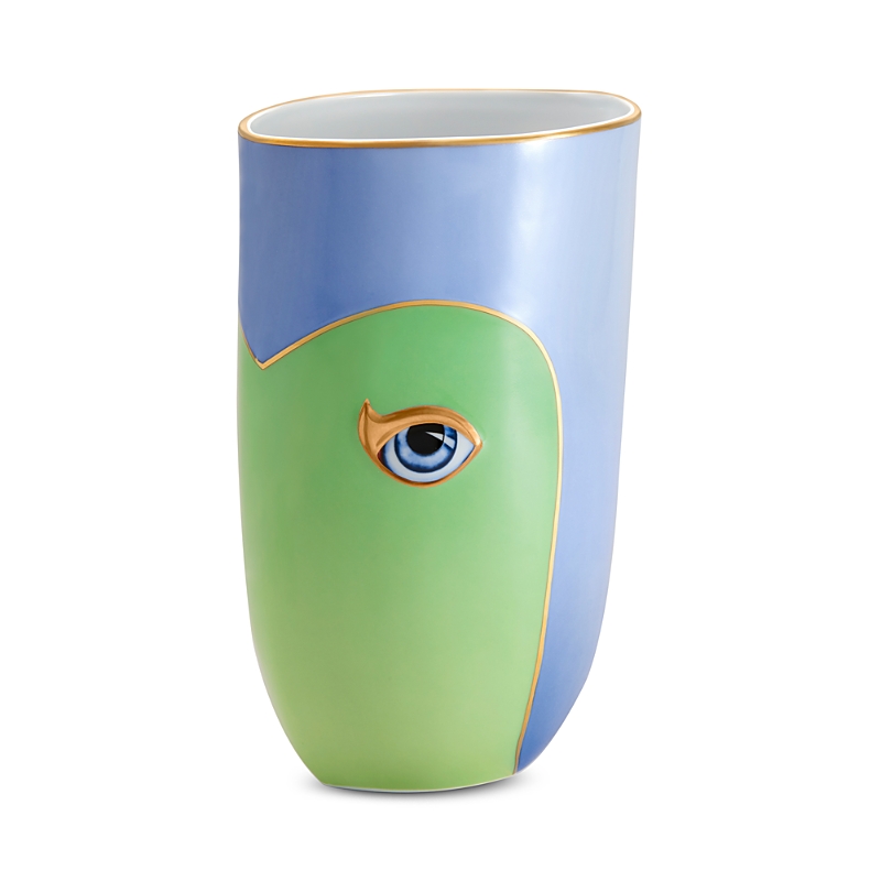 L'objet + Lito Gold-plated Porcelain Vase In Green