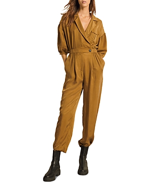 Ba&sh Chris Belted Cotton-twill Jumpsuit In Camel