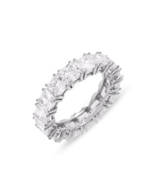 By Adina Eden - Princess Cut Cubic Zirconia Eternity Band Ring in Sterling Silver