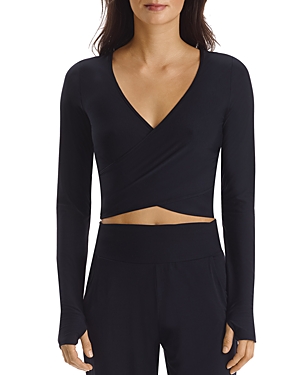 Commando Butter Wrap-effect Stretch-modal Top In Black