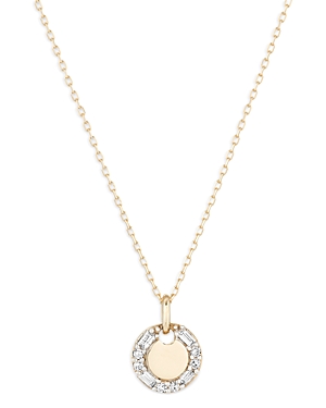 Adina Reyter 14k Yellow Gold Diamond Round & Baguette Circle Dog Tag Pendant Necklace, 15-16 In White/gold