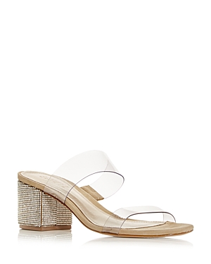 Schutz Women's Victorie Embellished Block Heel Slide Sandals In Transparent/beige