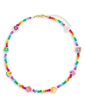 ADINAS JEWELS NEON MULTICOLOR CHARM & BEAD COLLAR NECKLACE IN GOLD TONE, 16-18,N59962CMB-207