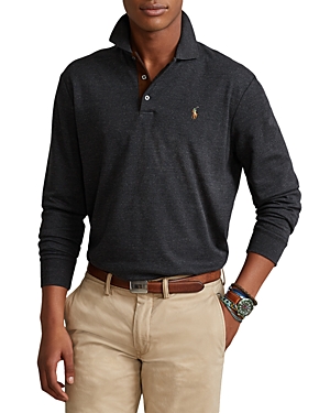 Polo Ralph Lauren Classic Fit Soft Cotton Long-sleeve Polo Shirt In Black Marl Heather