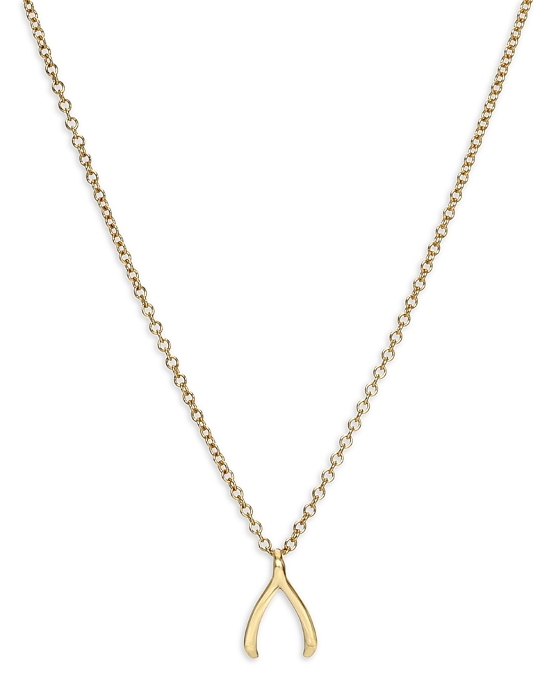 Zoe Lev 14k Yellow Gold Wishbone Pendant Necklace, 16-18 In Gold