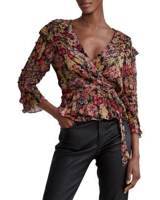 Ruffle Trim Wrap Blouse