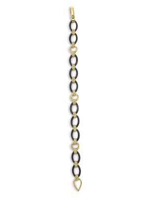 Meridian 18K Yellow Gold Black Caviar Black Ceramic Oval Link Bracelet - Exclusive