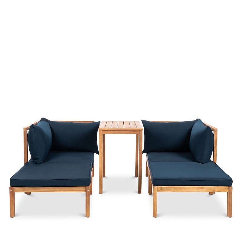 Safavieh Ronson Outdoor 5pc Sectional Set In Natural/navy