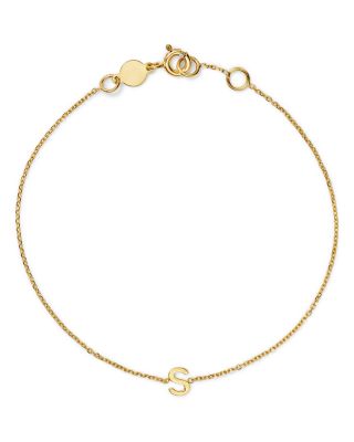 14K Yellow Gold Initial Chain Bracelet