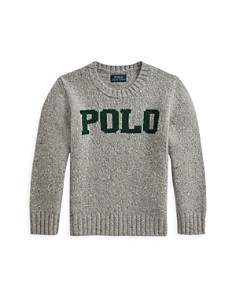 폴로 랄프로렌 Polo Ralph Lauren Boys Logo Sweater - Little Kid, Big Kid,Gray