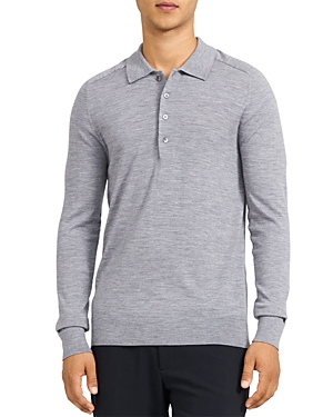 Theory Regal Wool Long Sleeve Polo Shirt