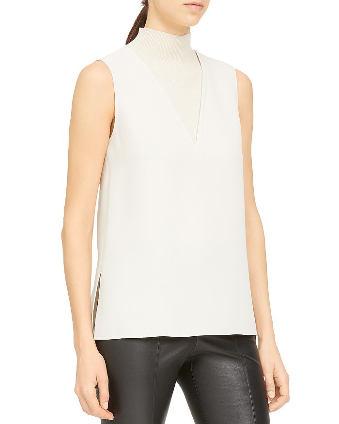 Theory Layered Look Mock Neck Shell | Bloomingdale's