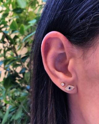 14K Yellow Gold Diamond Stud Earrings