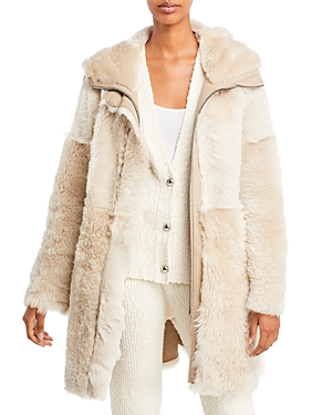 Hiso Capsule Hooded Reversible Shearling Coat In Parchment