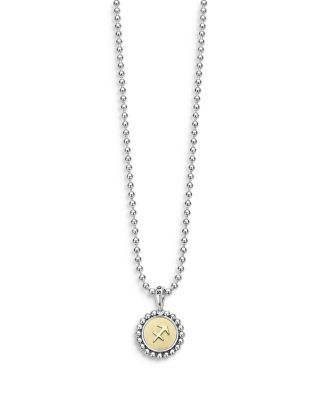 Sterling Silver and 18K Yellow Gold Signature Caviar Zodiac Pendant Necklace, 16"