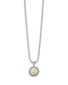 LAGOS - Sterling Silver and 18K Yellow Gold Signature Caviar Initial Pendant Necklace, 16"
