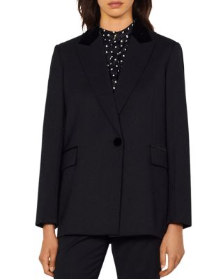 Sandro Peak-lapel Single-breasted Blazer In Black