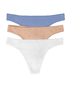 On Gossamer Cabana Cotton Blend Hip-g Thongs, Set Of 3 In White/champ/blue Mist