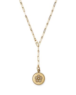 Roberto Coin - 18K Yellow Gold Daisy Diamond Pendant Necklace, 19" - Exclusive
