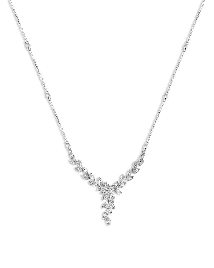 Bloomingdale's Diamond Leaf Drop Statement Necklace in 14K White Gold ...