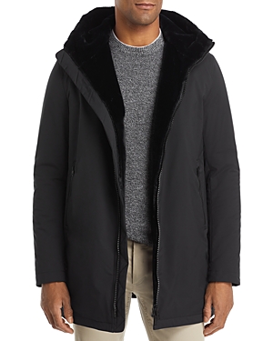 Herno Hooded Parka With Faux Fur Lining In Black