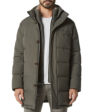 Shop Andrew Marc Shelton Cool Touch Regular Fit Quilted Down Parka With Removable Shearling Trimmed Bib In Slate