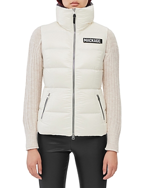 Mackage Chaya Lustrous Light Down Funnel Vest In Cream - Atterley In Cream