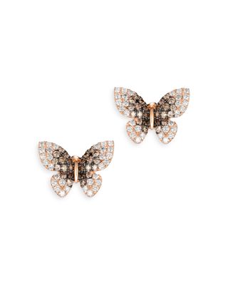 rose gold butterfly stud earrings