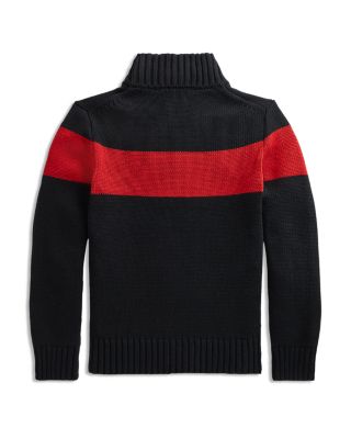 폴로 랄프로렌 Polo Ralph Lauren Boys Cotton Quarter Zip Sweater - Little Kid, Big Kid,Black Multi
