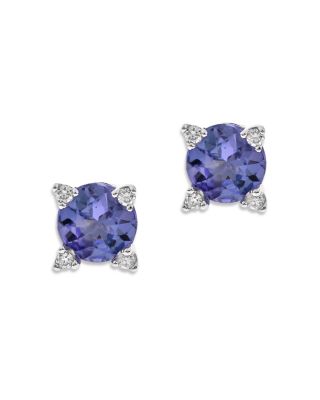 Bloomingdale's Fine Collection Tanzanite & Diamond Stud Earrings in 14K White Gold - Exclusive