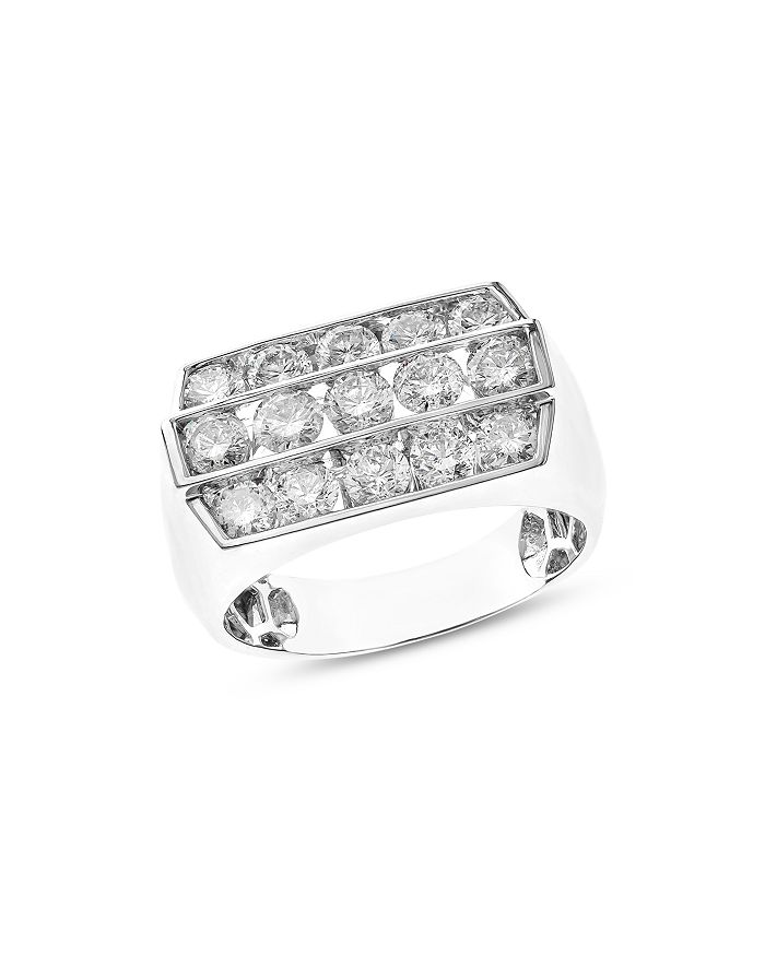Bloomingdale's Men's Diamond Three Row Ring In 14k White Gold, 3.25 Ct. T.w. - 100% Exclusive