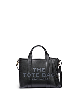 Shop Marc Jacobs The Leather Medium Tote Bag In Black/gold