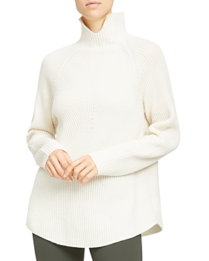 Theory Cashmere Ribbed Turtleneck Sweater In Ivory