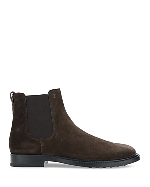 Shop Tod's Men's Polacco Pull On Chelsea Boots In Dark Brown
