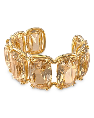 Swarovski Gold-tone Yellow Oversized Floating Crystal Cuff Bracelet In Yellow