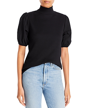 Grey State Camille Puff Sleeve Mixed Media Top