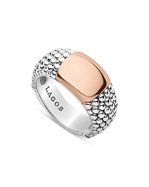 Shop Lagos 18k Rose Gold & Sterling Silver High Bar Two Tone Beaded Statement Ring In Silver/rose Gold