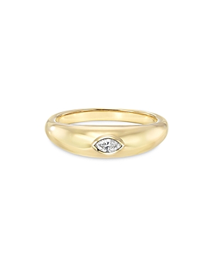 Zoe Lev 14K Yellow Gold Diamond Marquis Dome Ring